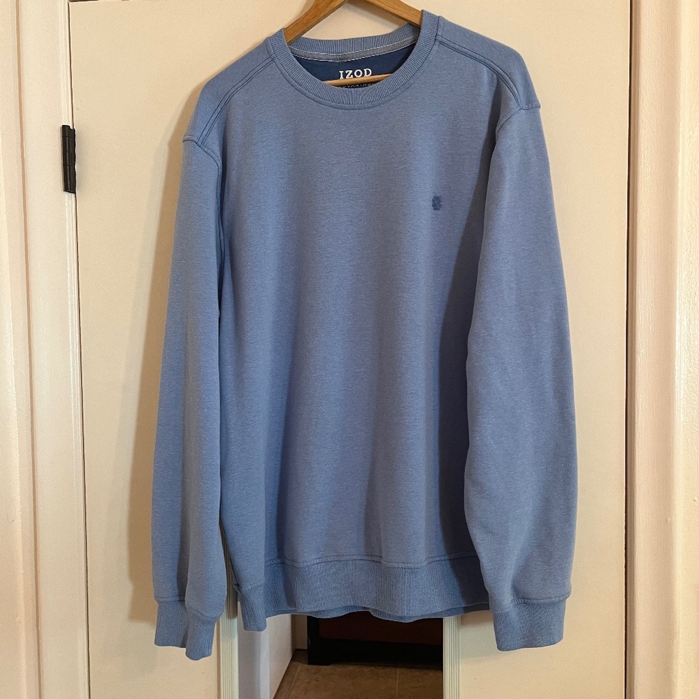 IZOD Advantage Performance Stretch Mens Crew Neck Long Sleeve Blue Sweatshirt XL